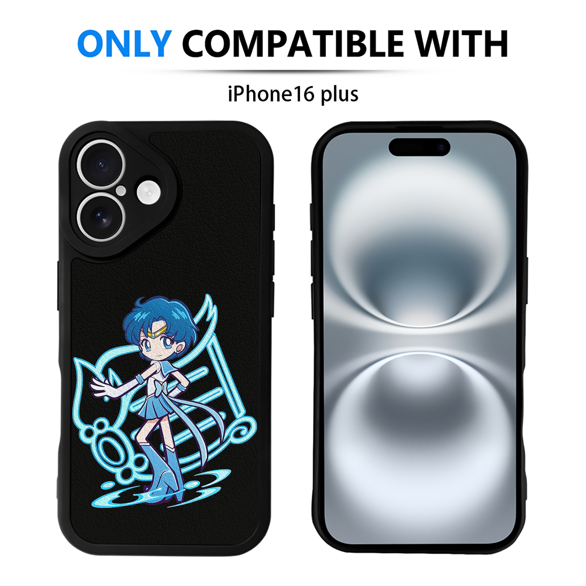 （画像用） 美少女戦士セーラームーン 水野 亜美 みずの あみ Sailor Moon Mizuno Ami 【iPhone 16シリーズ対応】シリコンスマホケース（レザー調） 材質：シリコン